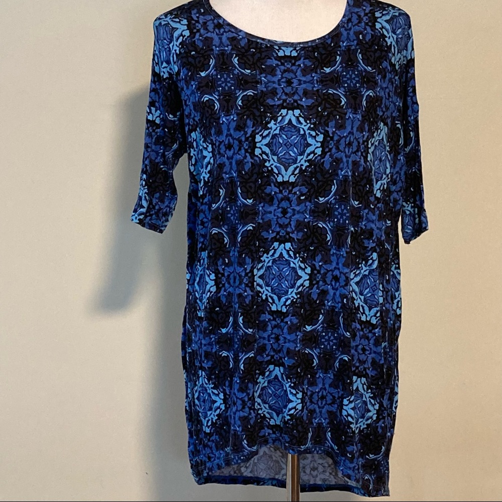 Lularoe Irma Tunic Top Scoop Neck Blue Oversized Stretchy XS